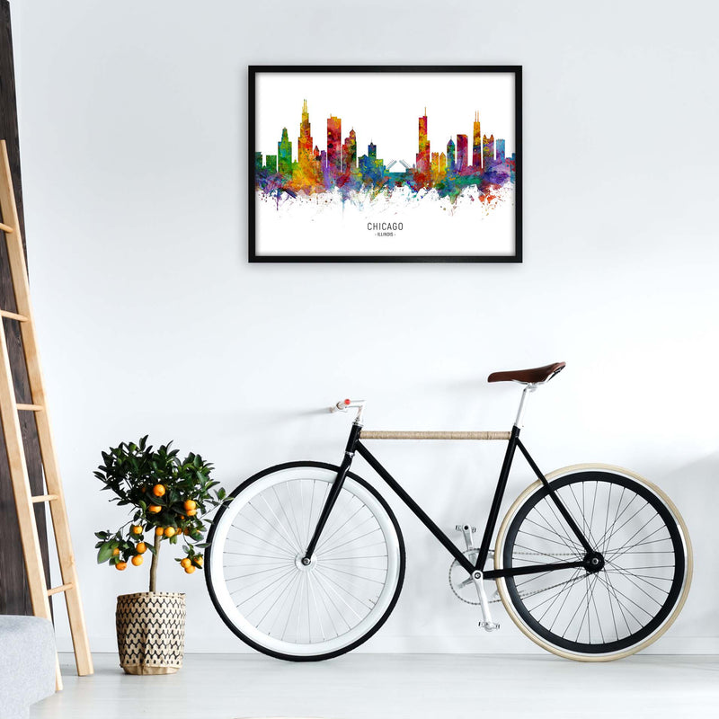 Chicago Illinois Skyline Art Print by Michael Tompsett A1 White Frame