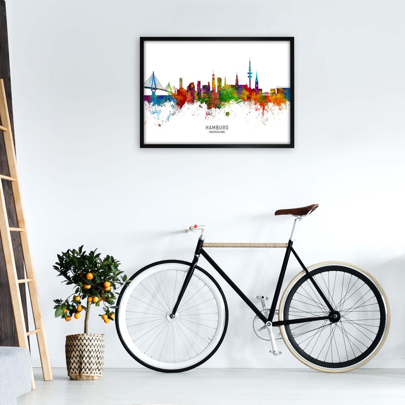 Hamburg Deutschland Skyline Art Print by Michael Tompsett A1 White Frame