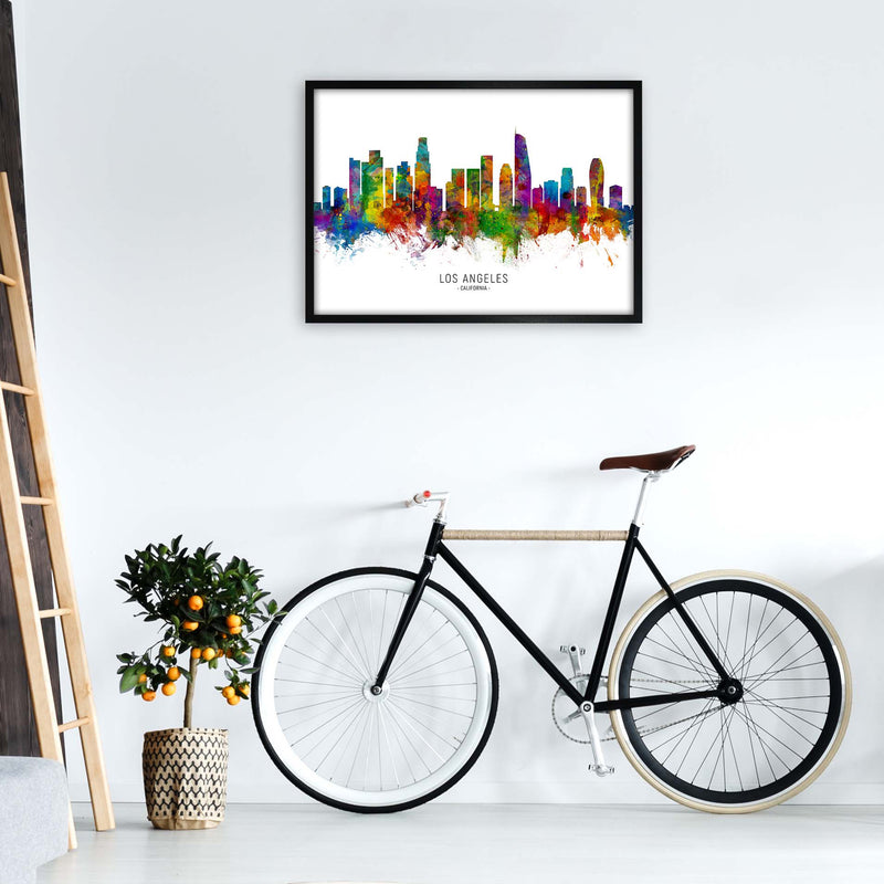 Los Angeles California Skyline Art Print by Michael Tompsett A1 White Frame