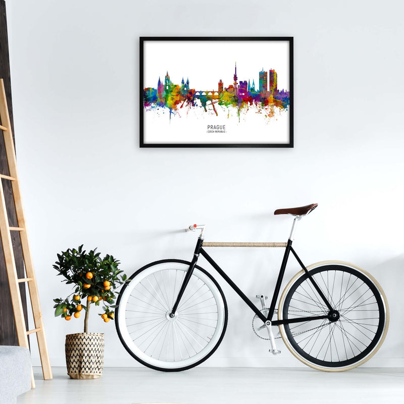 Prague Czech Republic Skyline Art Print by Michael Tompsett A1 White Frame