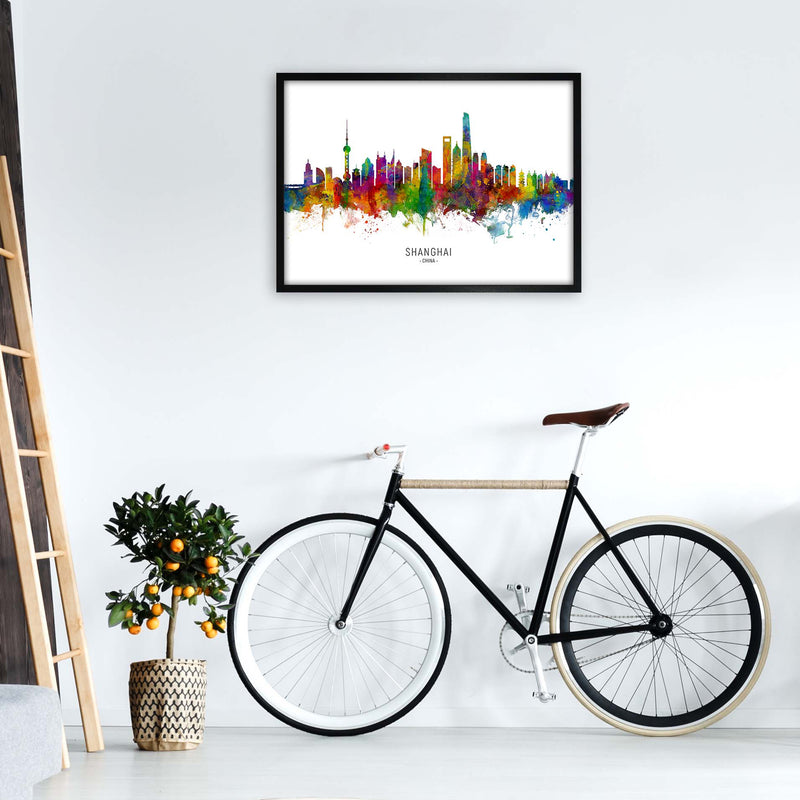 Shanghai China Skyline Art Print by Michael Tompsett A1 White Frame