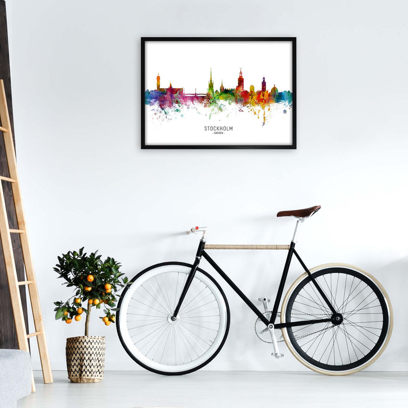 Stockholm Sweden Skyline Art Print by Michael Tompsett A1 White Frame