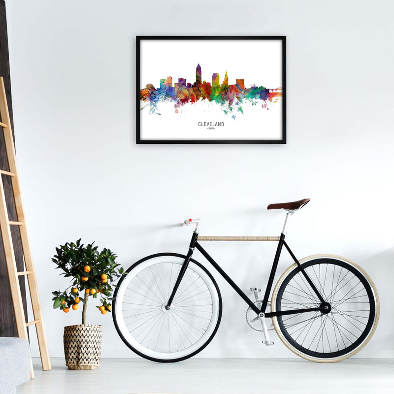 Cleveland Ohio Skyline Art Print by Michael Tompsett A1 White Frame