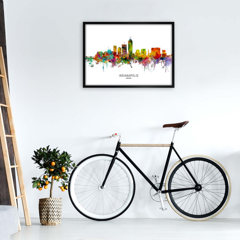 Indianapolis Indiana Skyline Art Print by Michael Tompsett A1 White Frame