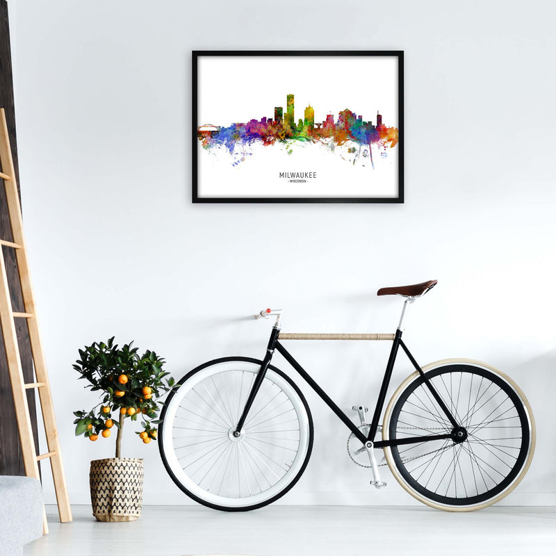 Milwaukee Wisconsin Skyline Art Print by Michael Tompsett A1 White Frame