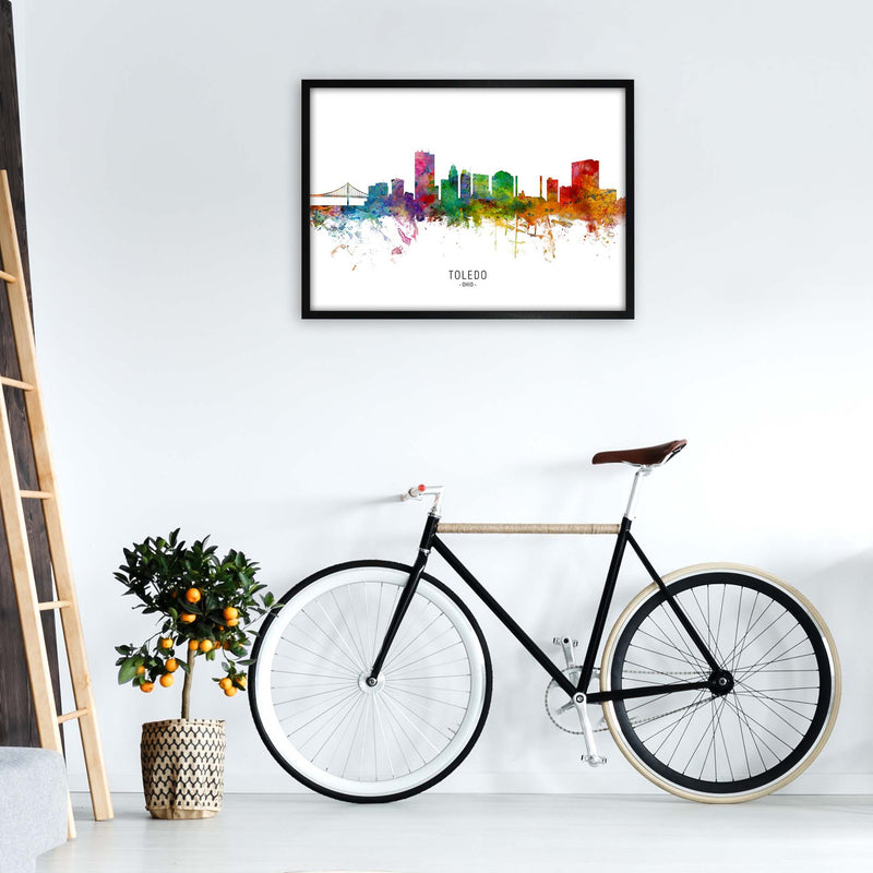 Toledo Ohio Skyline Art Print by Michael Tompsett A1 White Frame