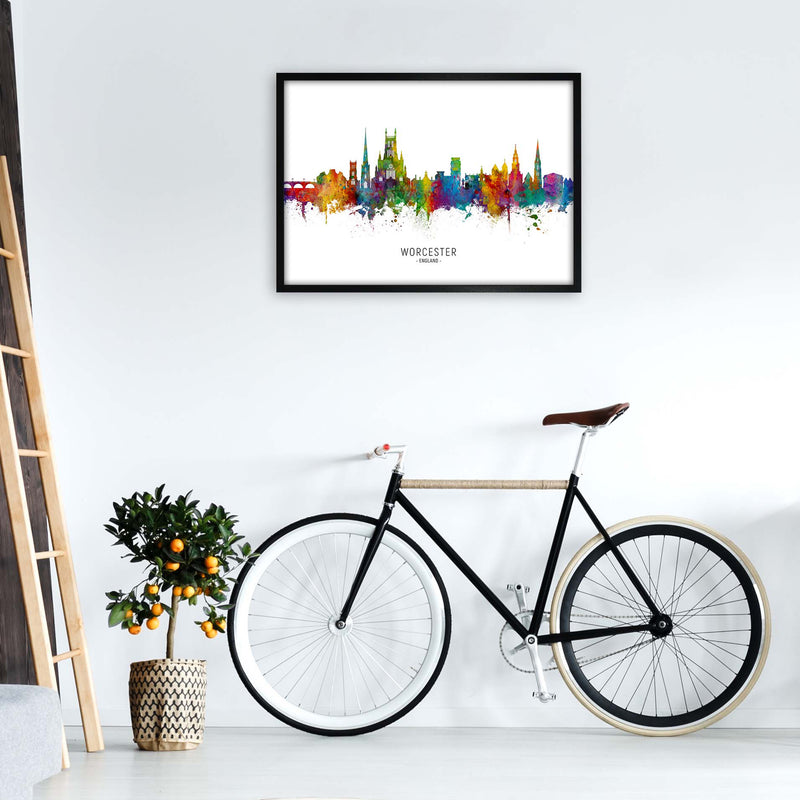 Worcester England Skyline Art Print by Michael Tompsett A1 White Frame