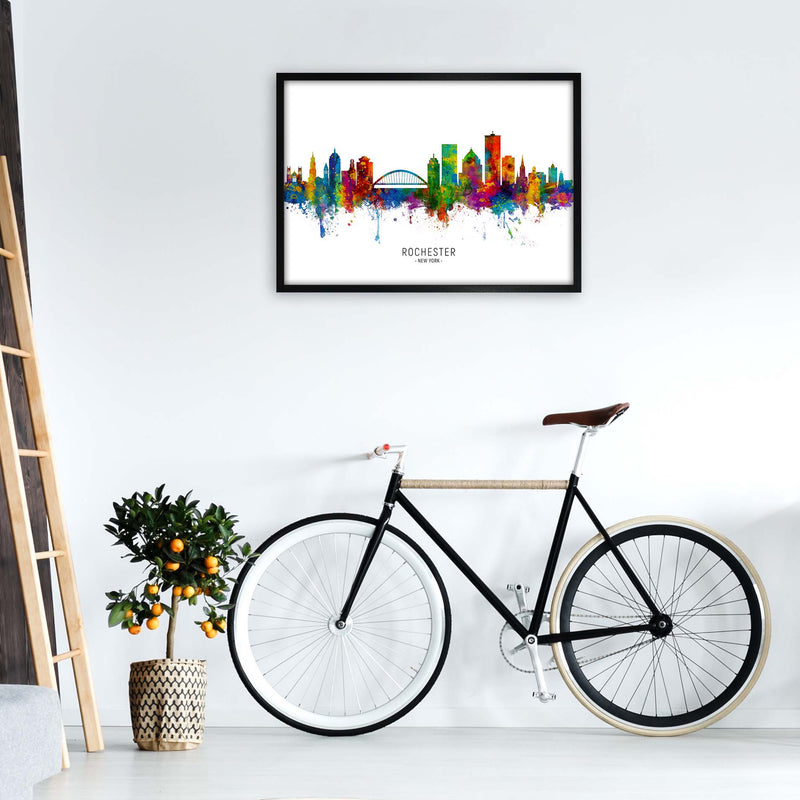 Rochester New York Skyline Art Print by Michael Tompsett A1 White Frame