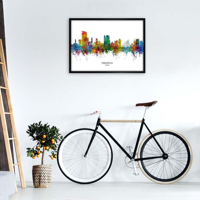 Swansea Wales Skyline Art Print by Michael Tompsett A1 White Frame