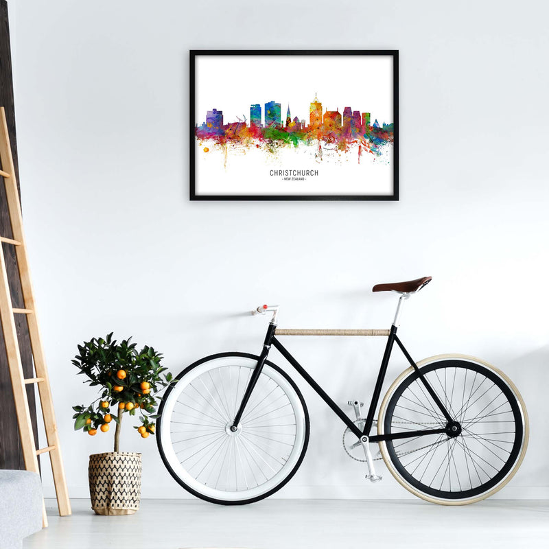 Christchurch New Zealand Skyline Print by Michael Tompsett A1 White Frame