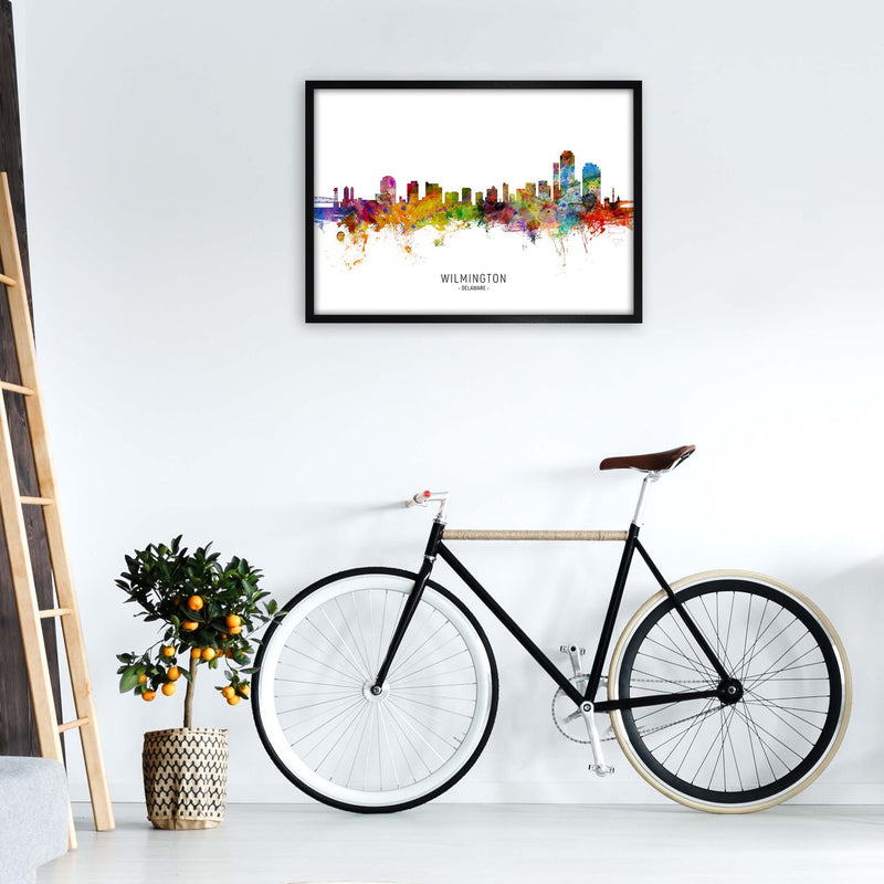 Wilmington Delaware Skyline Art Print by Michael Tompsett A1 White Frame