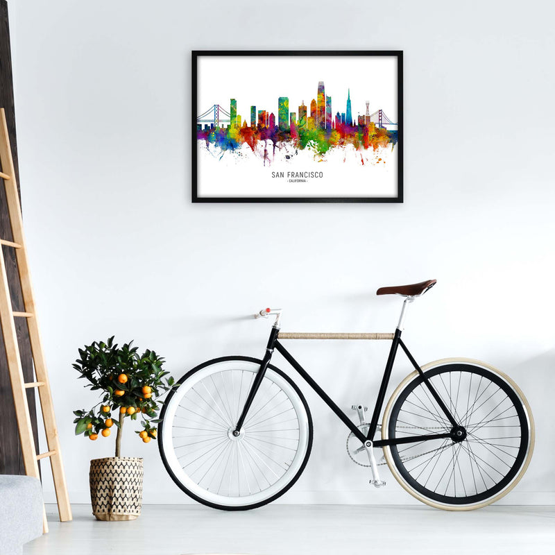 San Francisco California Skyline Print by Michael Tompsett A1 White Frame