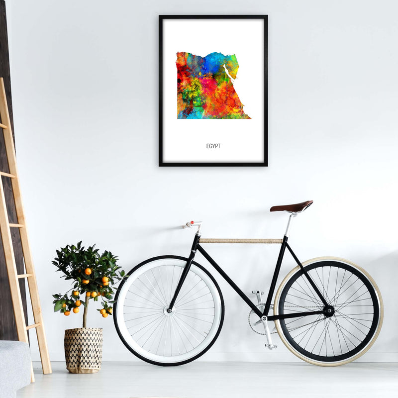 Egypt Watercolour Map Art Print by Michael Tompsett A1 White Frame