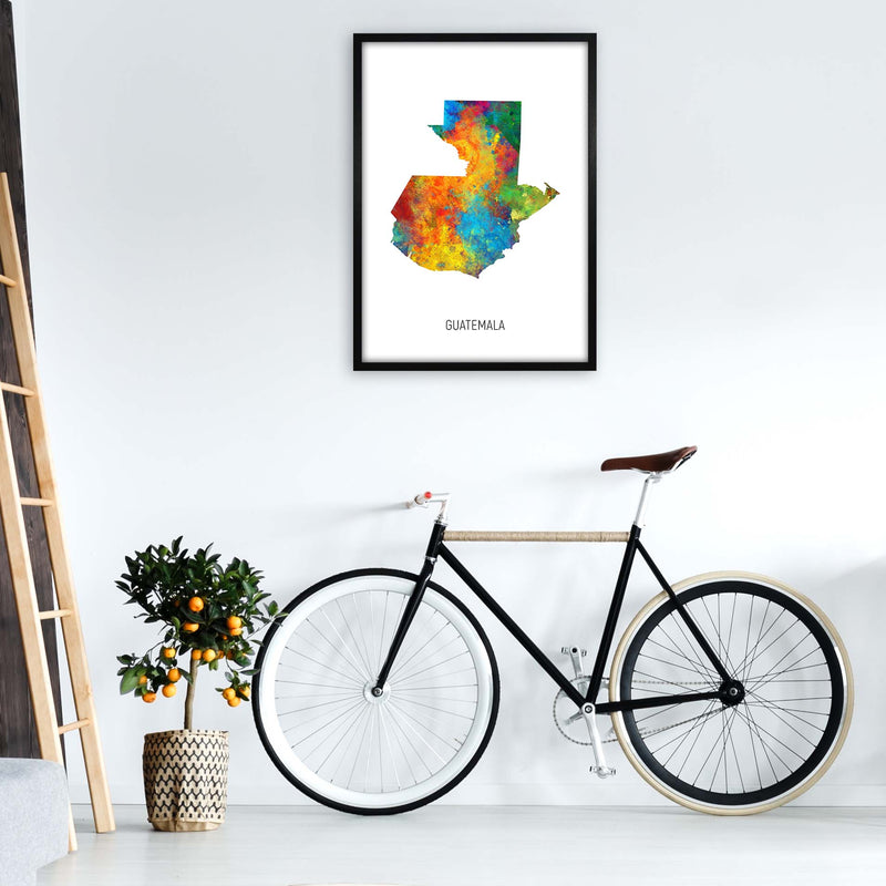 Guatemala Watercolour Map Art Print by Michael Tompsett A1 White Frame