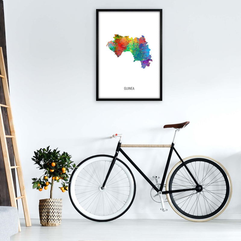 Guinea Watercolour Map Art Print by Michael Tompsett A1 White Frame