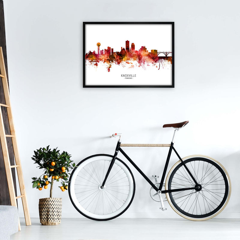 Knoxville Tennessee Skyline Red City Name  by Michael Tompsett A1 White Frame