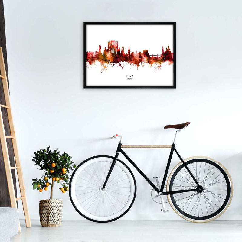 York England Skyline Red City Name Print by Michael Tompsett A1 White Frame