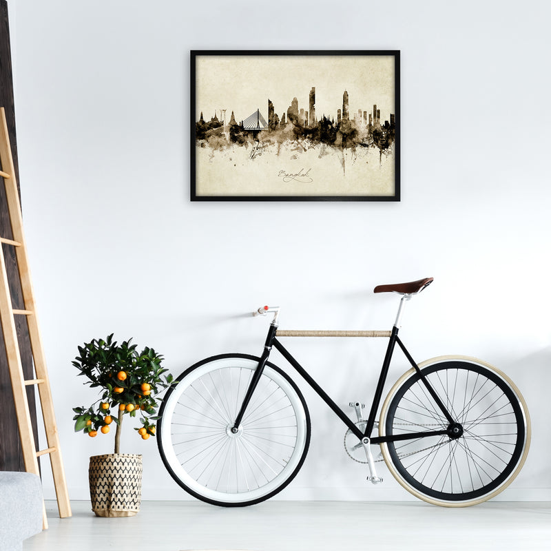 Bangkok Thailand Skyline Vintage Art Print by Michael Tompsett A1 White Frame