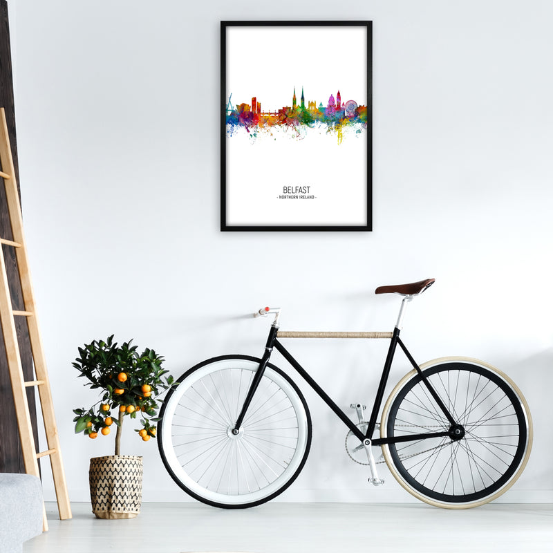 Belfast Northern Ireland Skyline Portrait Art Print by Michael Tompsett A1 White Frame