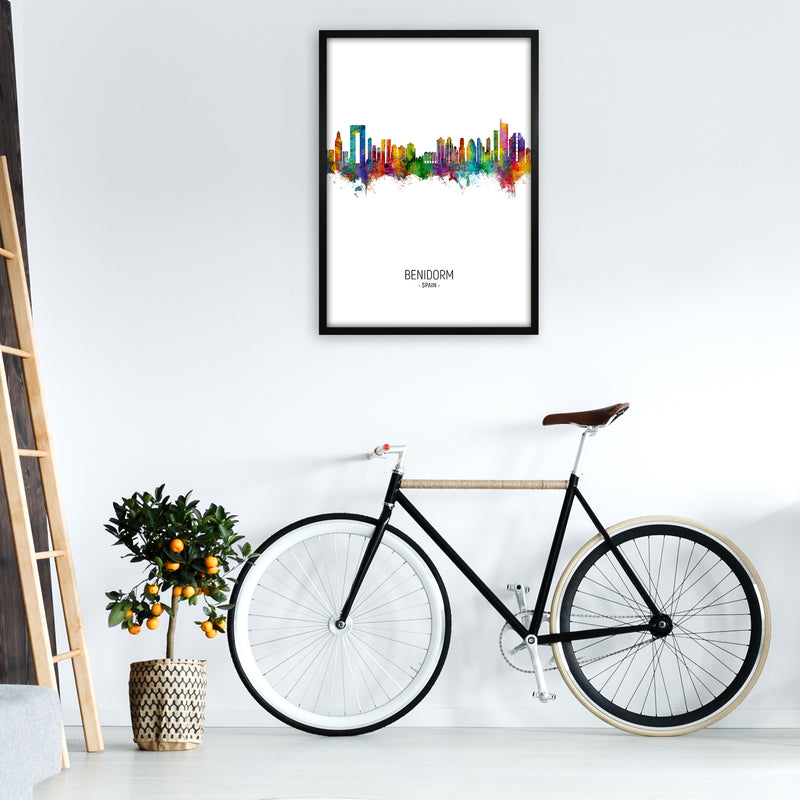 Benidorm Spain Skyline Portrait Art Print by Michael Tompsett A1 White Frame