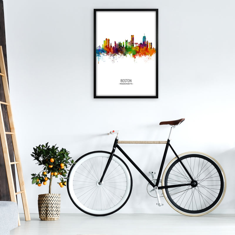 Boston Massachusetts Skyline Portrait Art Print by Michael Tompsett A1 White Frame