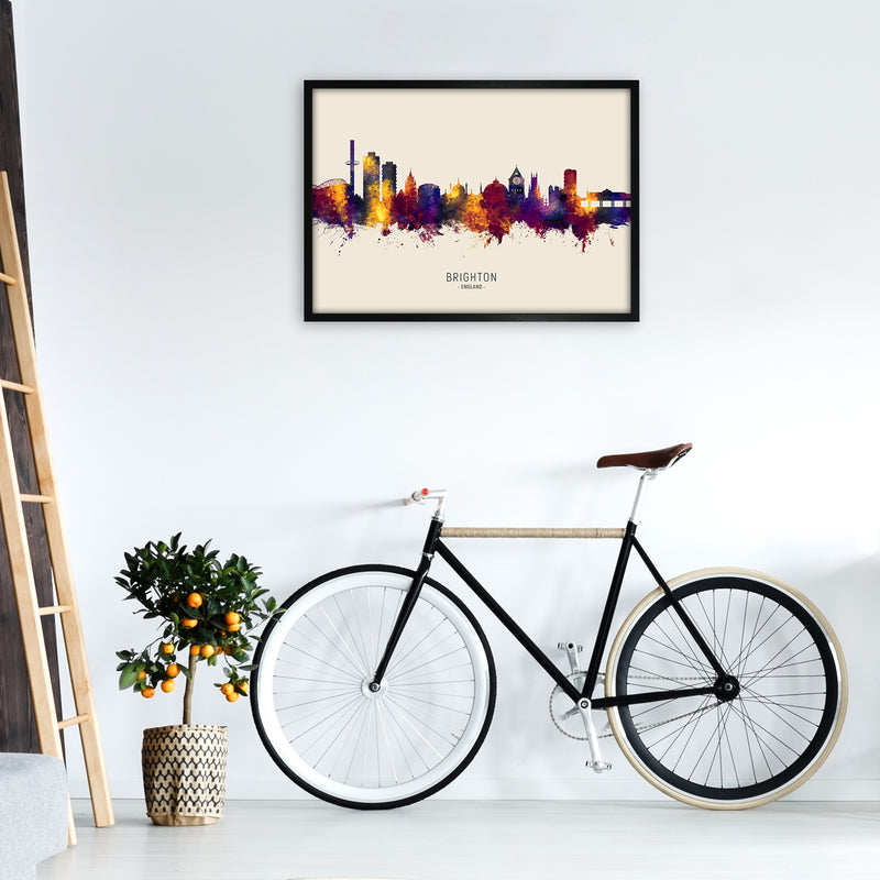 Brighton England Skyline Autumn City Name Art Print by Michael Tompsett A1 White Frame