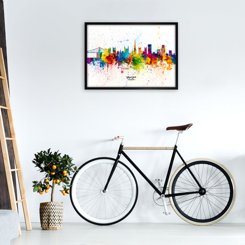 Bristol England Skyline Splash Art Print by Michael Tompsett A1 White Frame