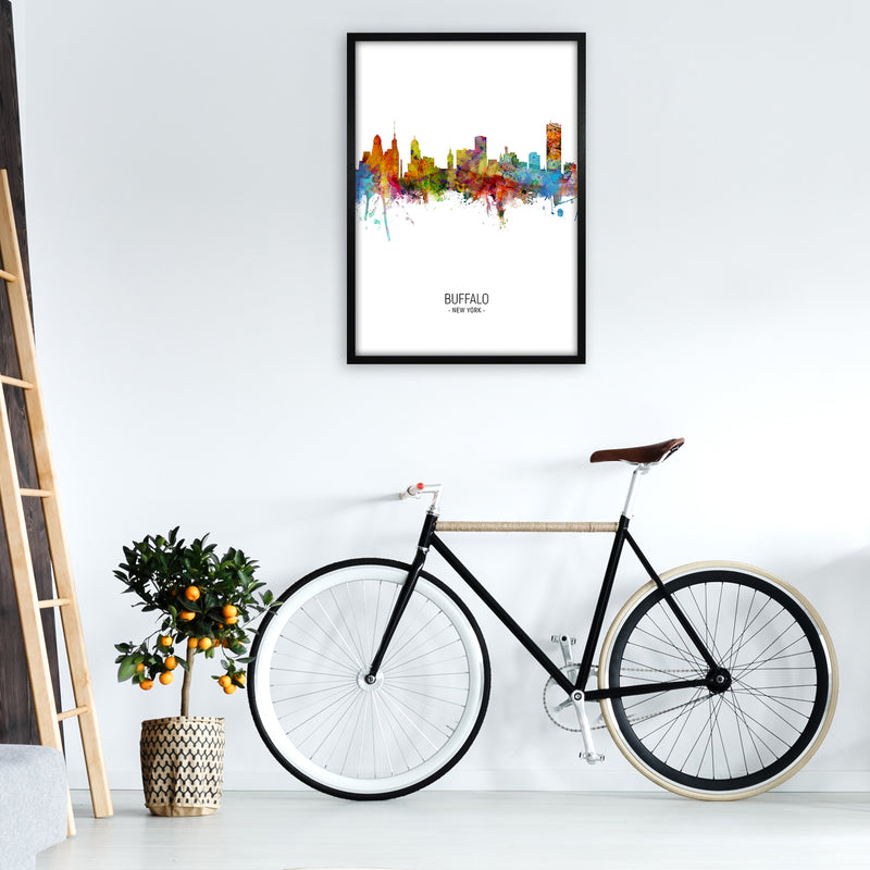 Buffalo New York Skyline Portrait Art Print by Michael Tompsett A1 White Frame