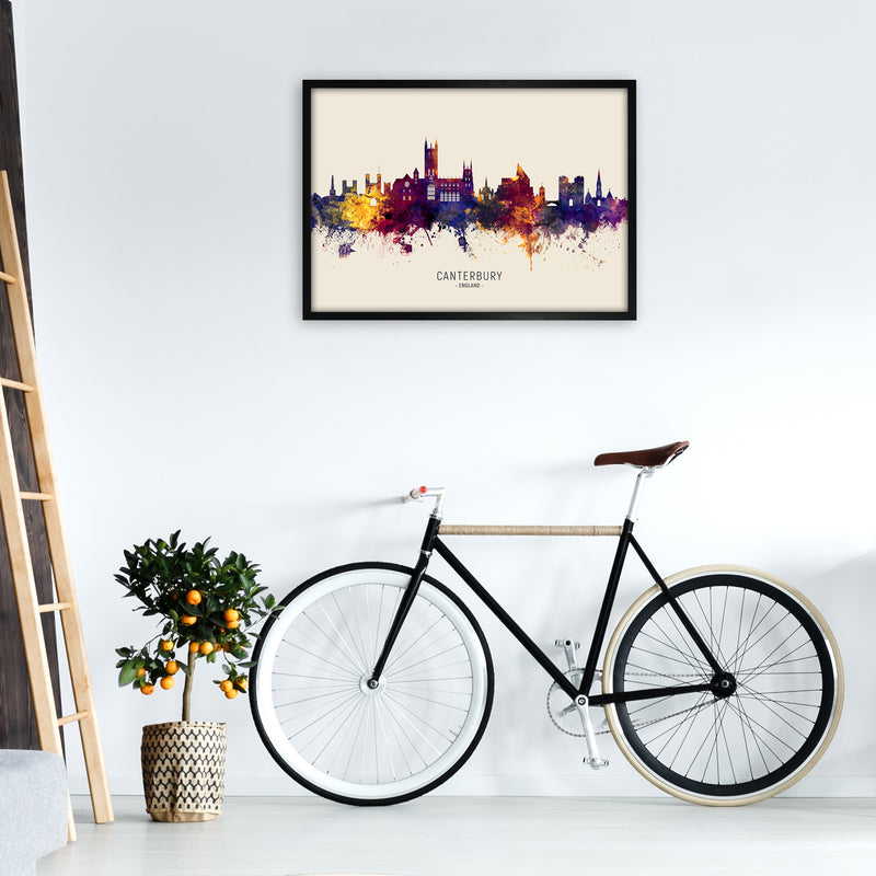 Canterbury England Skyline Autumn City Name Art Print by Michael Tompsett A1 White Frame