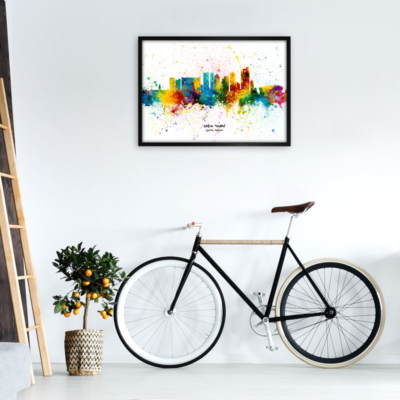 Cape Town South Africa Skyline Splash Art Print by Michael Tompsett A1 White Frame