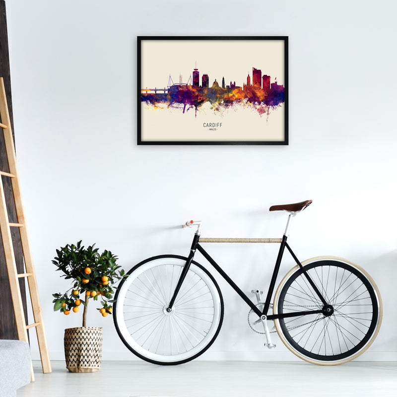 Cardiff Wales Skyline Autumn City Name Art Print by Michael Tompsett A1 White Frame