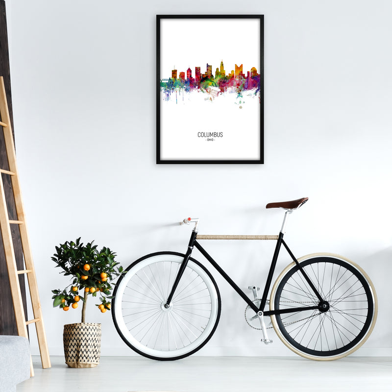 Columbus Ohio Skyline Portrait Art Print by Michael Tompsett A1 White Frame