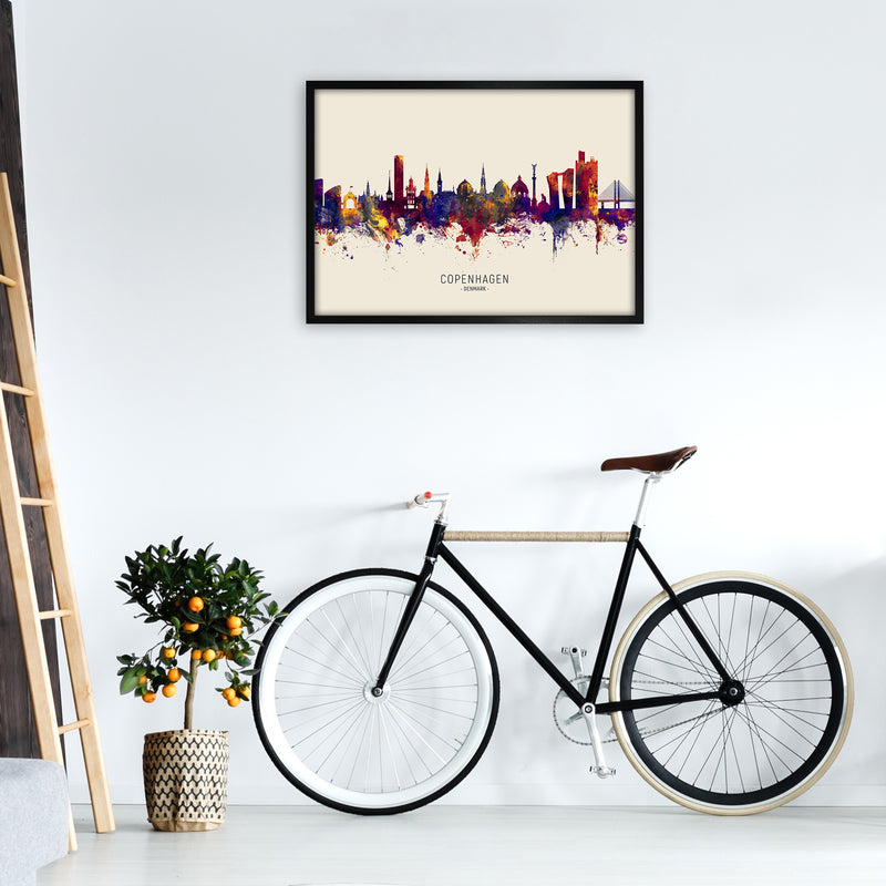 Copenhagen Denmark Skyline Autumn City Name Art Print by Michael Tompsett A1 White Frame