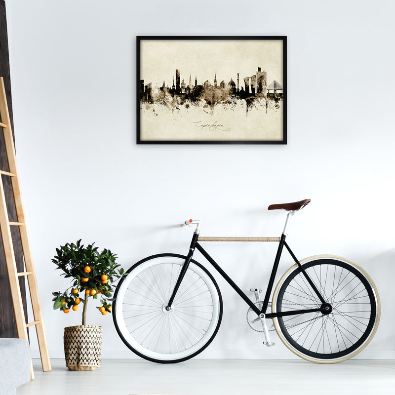 Copenhagen Denmark Skyline Vintage Art Print by Michael Tompsett A1 White Frame