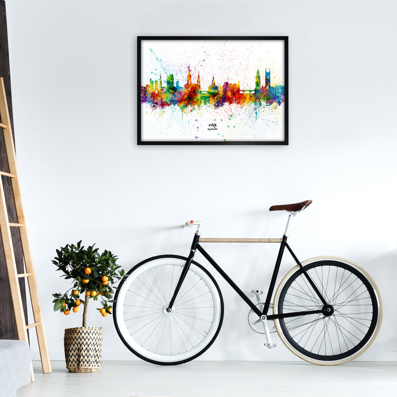 Cork Ireland Skyline Splash Art Print by Michael Tompsett A1 White Frame