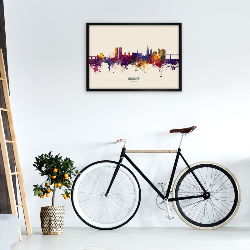 Dundee Scotland Skyline Autumn City Name Art Print by Michael Tompsett A1 White Frame