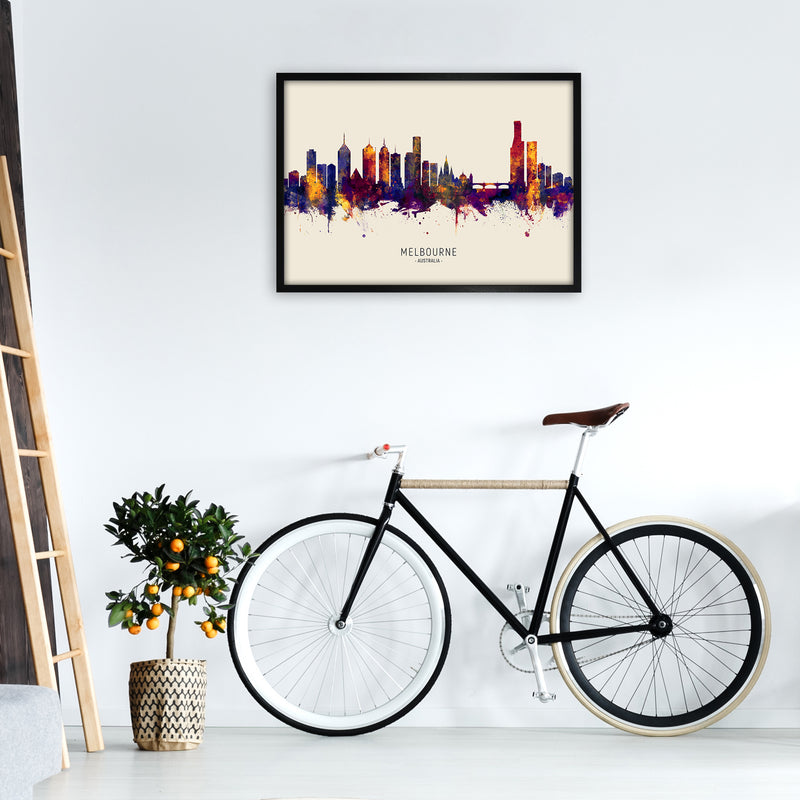 Melbourne Australia Skyline Autumn City Name Art Print by Michael Tompsett A1 White Frame