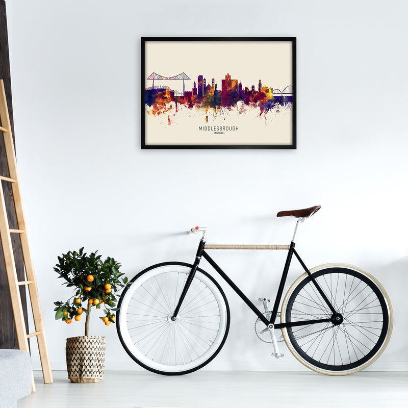 Middlesbrough England Skyline Autumn City Name Art Print by Michael Tompsett A1 White Frame