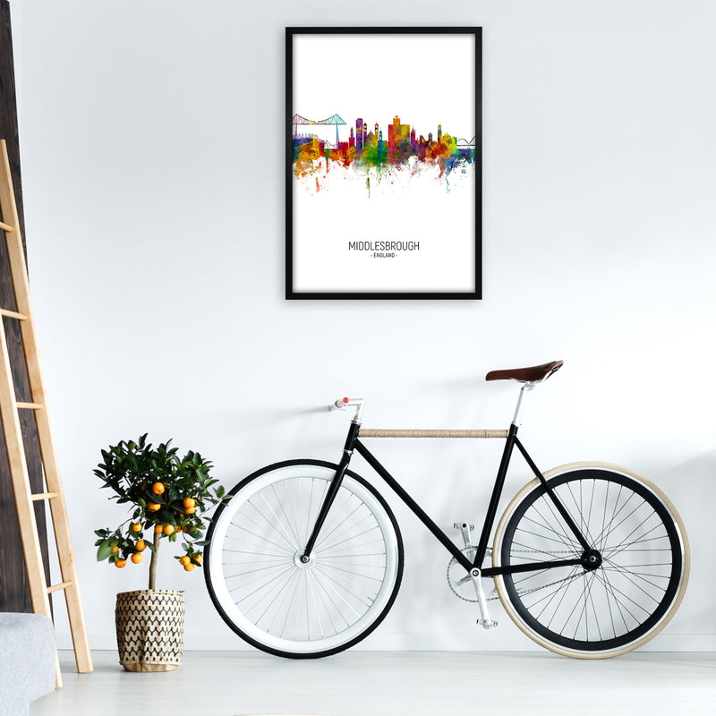 Middlesbrough England Skyline Portrait Art Print by Michael Tompsett A1 White Frame