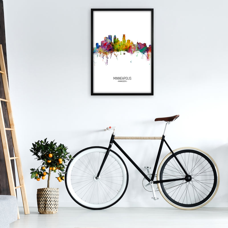 Minneapolis Minnesota Skyline Portrait Art Print by Michael Tompsett A1 White Frame