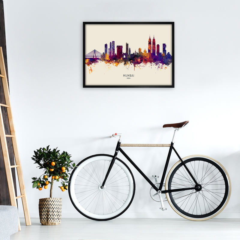 Mumbai India Skyline Autumn City Name Art Print by Michael Tompsett A1 White Frame