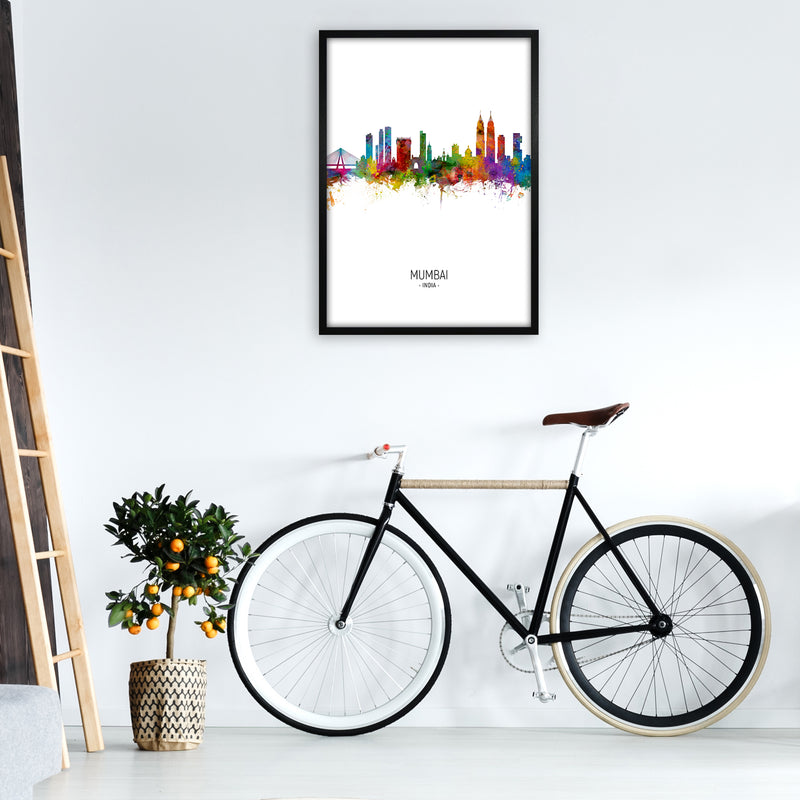 Mumbai India Skyline Portrait Art Print by Michael Tompsett A1 White Frame