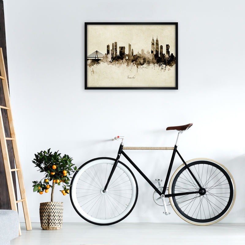 Mumbai India Skyline Vintage Art Print by Michael Tompsett A1 White Frame