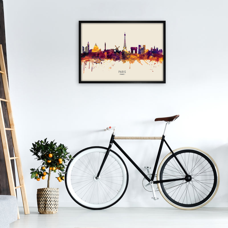 Paris France Skyline Autumn City Name Art Print by Michael Tompsett A1 White Frame