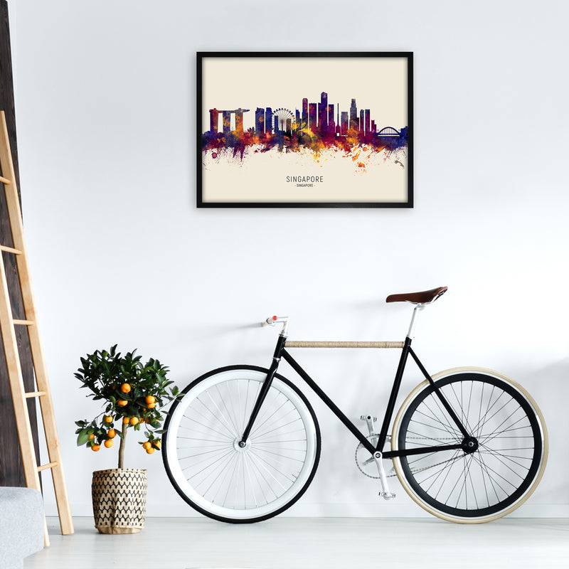 Singapore Singapore Skyline Autumn City Name Art Print by Michael Tompsett A1 White Frame