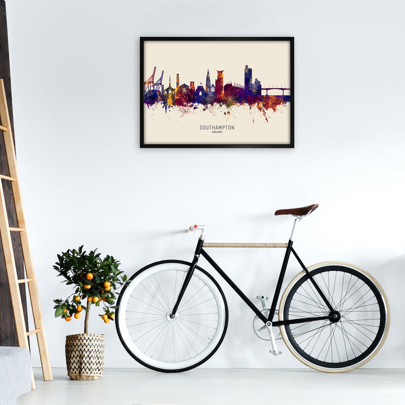 Southampton England Skyline Autumn City Name Art Print by Michael Tompsett A1 White Frame