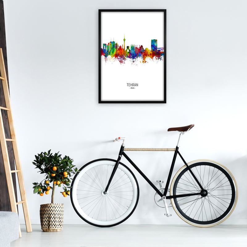 Tehran Iran Skyline Portrait Art Print by Michael Tompsett A1 White Frame