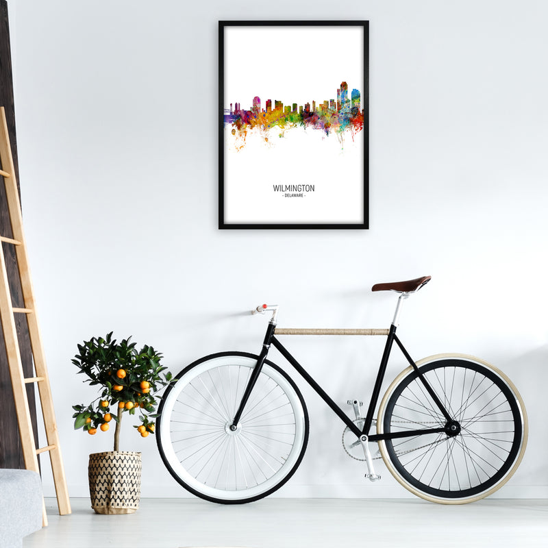 Wilmington Delaware Skyline Portrait Art Print by Michael Tompsett A1 White Frame