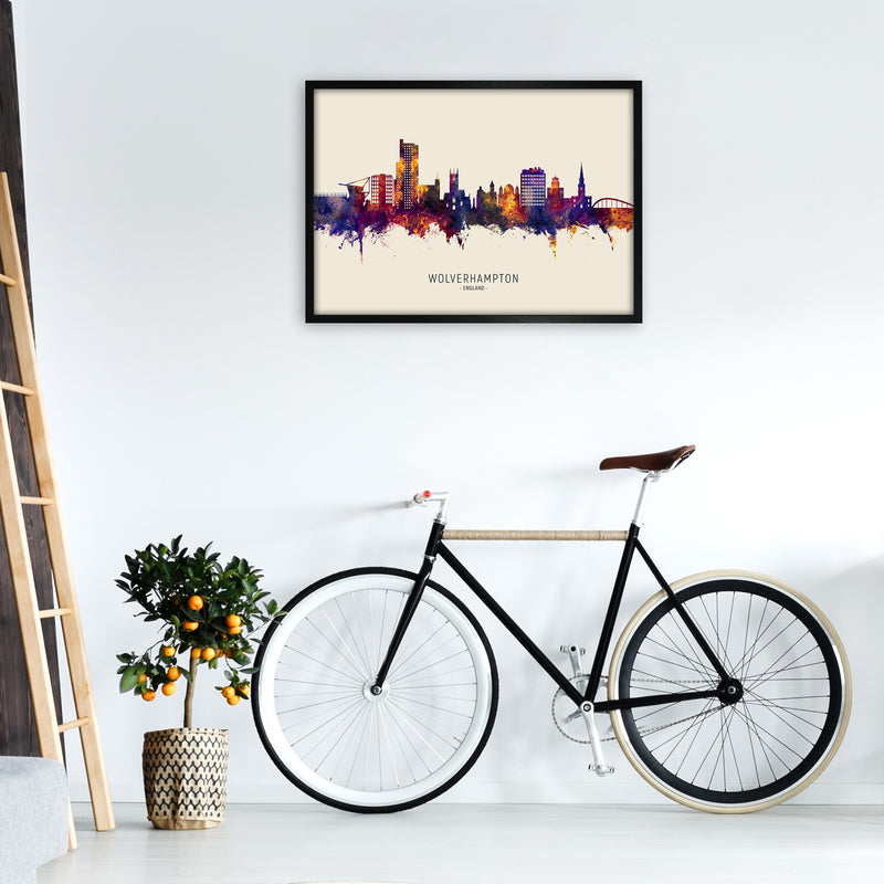 Wolverhampton England Skyline Autumn City Name Art Print by Michael Tompsett A1 White Frame