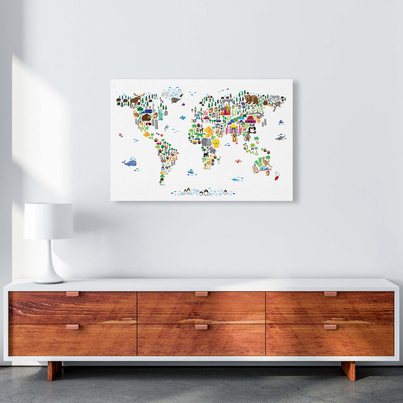 Animal Map of the World Nursery Art Print by Michael Tompsett A1 Canvas